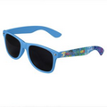 Blue Retro Tinted Lens Sunglasses - Full-Color Full-Arm Printed